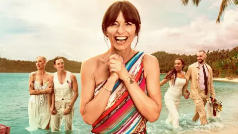 BBC/CPL Productions A picture of Davina McCall and two couples on a beach