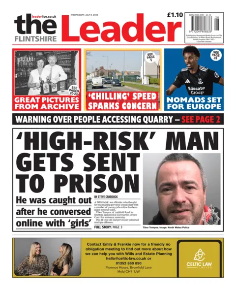 Flintshire Leader Flintshire Leader front page: 'High-risk' man sent to prison