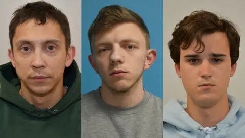 Counter Terrorism Police The three men charged (from left to right): Petro Pochynok, Roman Lavrynovych and Stanislav Carpiuc