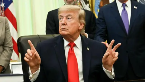 President Donald Trump speaking in the Oval Office on Thursday