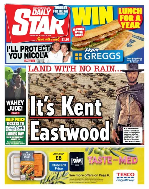 "It's Kent Eastwood" reads the headline on the front page of the Daily Star.