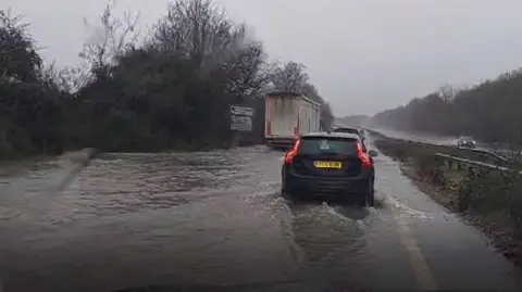 High floodwater on the main road