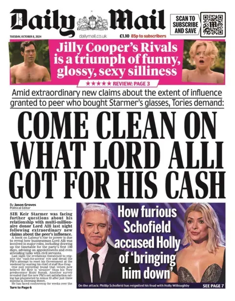 Front leafage   of the Daily Mail 