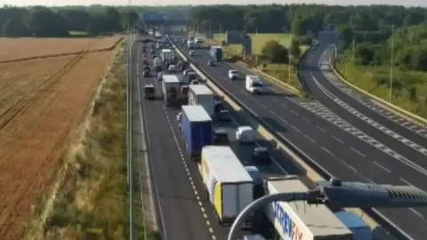 Traffic delays on the M6 motorway