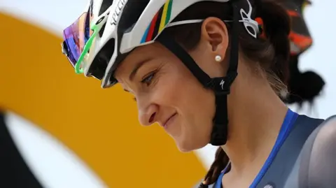 Lizzie Deignan on a podium