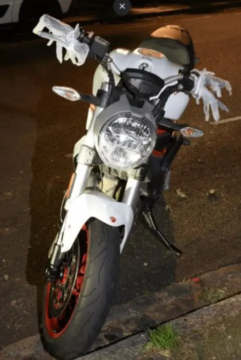 Pa The bike was stolen from a Wembley property with the registration plates DP21 OXY