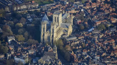 Getty Images An aerial view of York Minster, in amongst houses and properties in the surrounding area