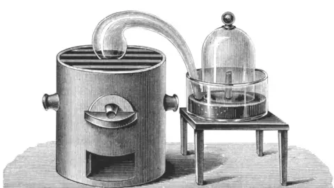 BBC Science A sketch of the experiment set up by Priestley in his discovery of the gas