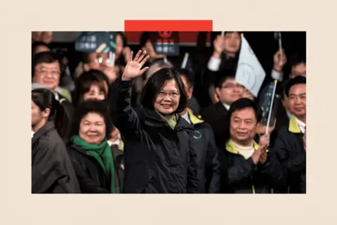 Getty Tsai Ing-wen celebrates after winning Taiwan's 2016 presidential election