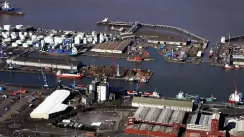 The Port of Immingham on the south bank of the Humber Estuary.