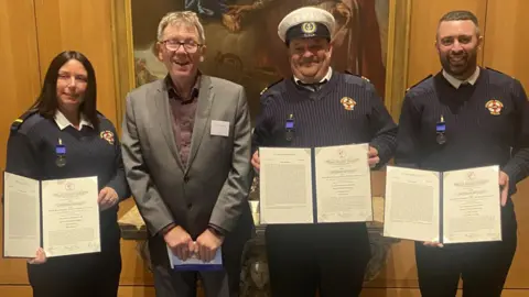 Hornsea Inshore Rescue Shona Richards, John Muldowney, Karl Shannon and Carl Handley
