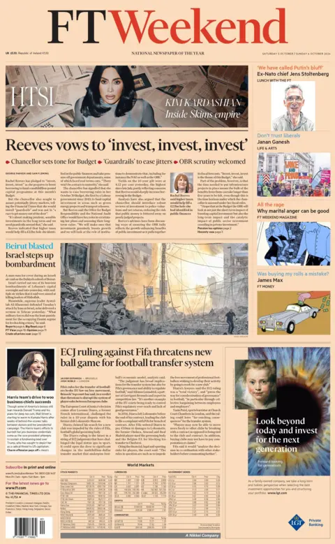 Front page of the Financial Times. 