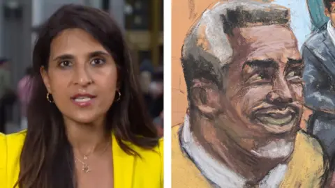 Nomia on the left, Sean "Diddy" Combs' sketch on the right.