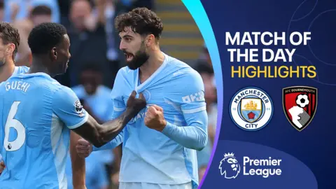 Man City's Marc Guehi and Josko Gvardiol celebrate their late winner against Bournemouth