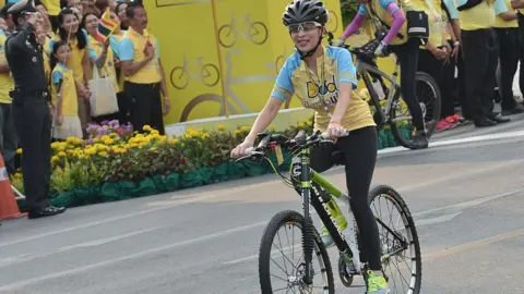 NurPhoto via Getty Images Princess Bajrakitiyabha cycles during the cycling event 'Bike for Dad' in Bangkok, Thailand on December 11, 2015