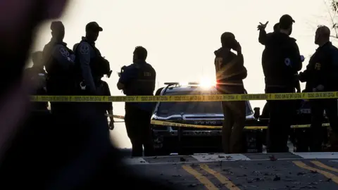 Getty Images The crime scene after a shooting of National Guard members