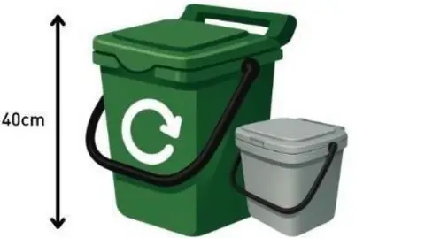 Derby City Council Grey and green food waste containers