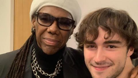 Nile Rodgers smiling with Alfie Templeman