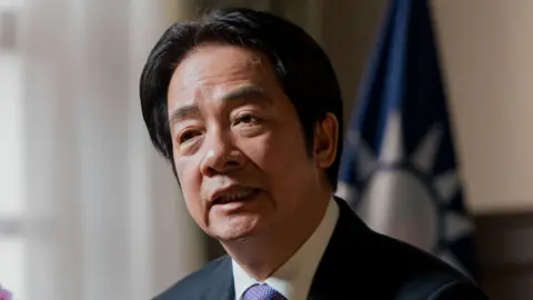 Taiwan's President Lai Ching-te speaks during an exclusive interview with AFP at the Presidential Office Building in Taipei on February 10, 2026. 