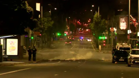 Part of a road was set on fire in Belfast 