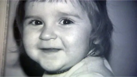 Black and white picture of Nicola Sturgeon as a baby