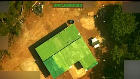 A screengrab from a video purportedly showing the strike that was shared on social media. 