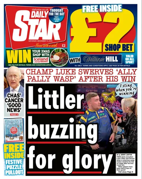 (Luke) Littler buzzing for glory" reads the headline on the front page of the Daily Star.