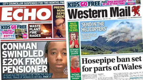 Front page of South Wales Echo and the Western Mail