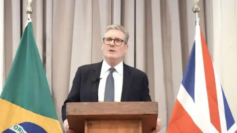 Prime Minister Sir Keir Starmer speaking during a press conference as he attends the G20 summit in Rio de Janeiro, Brazil.