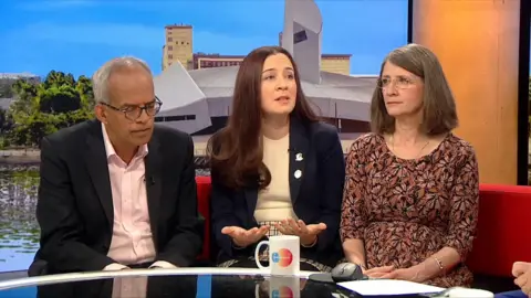 Alice Figueiredo's stepfather, sister and mother sat on the BBC Breakfast sofa
