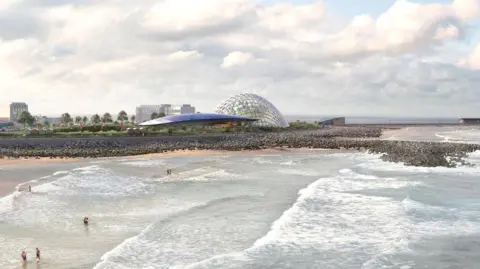 The Eden Project Morecambe The Eden Project Morecambe domes - visible from the coast in a CGI picture.