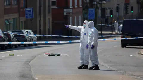 A police cordon in Nottingham following the 2023 attacks. 