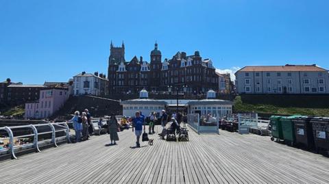 A view from Cromer pier, looking towards the town