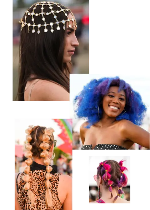 Getty Images Various festival hairstyles and colours