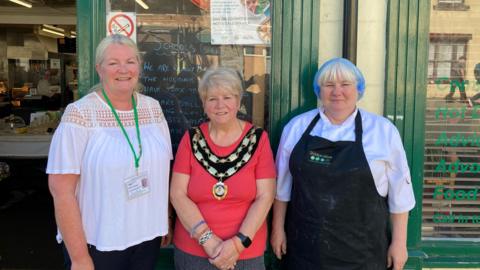 L to R - Hilary Jamieson, from Age UK, Shildon mayor Shirley Quinn and Tracy Chapel from Shildon Alive