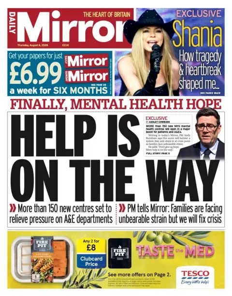"Help is on the way" reads the headline on the front page of the Daily Mirror.