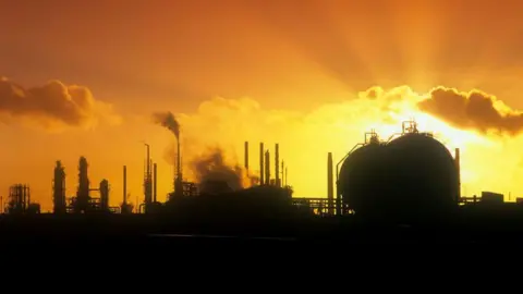 Getty Images Petrochemical plant on Teesside silhouette