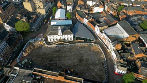 Leicester market place from above
