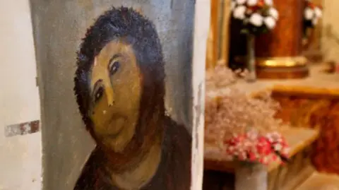 Cecilia Giménez's attempted repair of the Ecce Homo artwork.