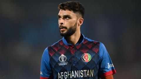 Naveen-ul-Haq of Afghanistan during the ICC Men's Cricket World Cup India 2023 between England and Afghanistan