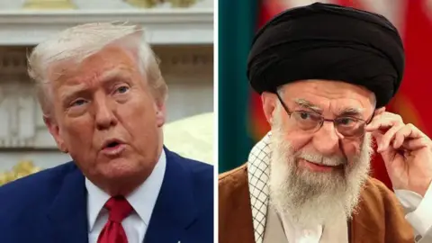 A composite image of President Donald Trump and Iran's Supreme Leader Ali Khamenei 