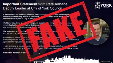 unknown A fake council news post on a black background with FAKE in large red lettering across the wording.