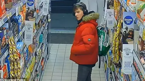 Cleveland Police Lewis Penfold-Roche in CCTV imagery taken inside ESSO garage