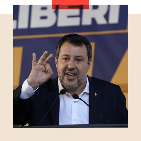 Getty Images Matteo Salvini at a rally in Milan