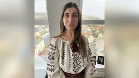 Keir Mackenzie/BBC Kateryna Levanets in her home in Folkestone 