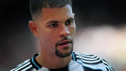 Head and shoulders view of Bruno Guimaraes playing for Newcastle
