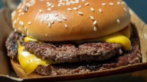 BBC close-up picture of a cheeseburger