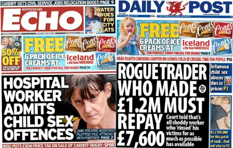 The front pages of the South Wales Echo and Daily Post