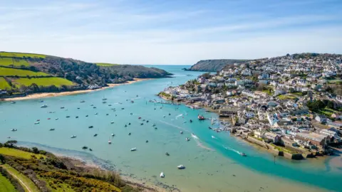 Getty Images Aerial view of the estuary and houses at Salcombe