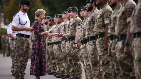 British Army The Duchess of Edinburgh presenting medals to a parade